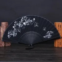Kipas Lipat Linen Wanita Baru Grosir HZ Gaya Cina Ukiran Tangan Cetak Linen Kerajinan Hadiah Kipas Lipat Bambu