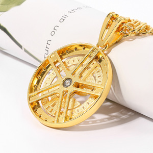 Collar Largo HLC Personalizado de Hip Hop, Cadena Cubana Dorada y Plateada con Diamantes, Colgante de Dólar Giratorio, Joyería Masculina - Product Image 2