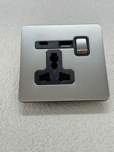 Interrupteur mural universel européen 10A en nickel mat avec panneau en acier inoxydable moleté, variateur <span class=keywords><strong>de</strong></span> lumière rétro double - Product Image 6