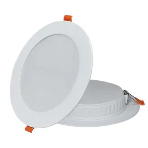 CCT lampu Panel datar bulat LED 12 inci, perlengkapan lampu langit-langit Flush Mount tepi dapat diredupkan 24W 1920LM