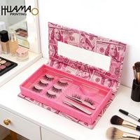 Boîte à cils vide, boîte rigide avec fenêtre transparente, logo couleur personnalisé, emballage magnétique pour cils, boîte de rangement pour maquillage et beauté avec doublure en éponge
