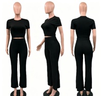 Ensemble deux pièces d'été pour femme, style européen et américain 2026, nouveau modèle, uni, coupe large, taille haute, effet galbant et moulant