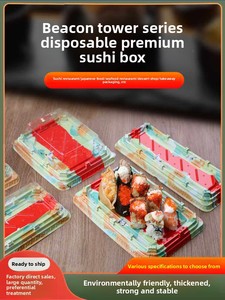 Boîte de 50 emballages haut de gamme jetables anti-buée en PET à couverture étendue pour sashimi, saumon et sushi, de <span class=keywords><strong>la</strong></span> boutique Beacon Tower - Product Image 1