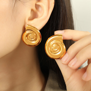 ต่างหูรูปทรงหอยสังข์ชุบทองโลหะผสมสังกะสีเครื่องประดับแฟชั่นสตรี EH631 - Product Image 4