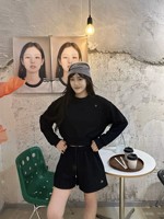 Ensemble de shorts 2 pièces pour femmes, été, décontracté, en coton éponge légèrement élastique, avec empiècements, au-dessus du genou