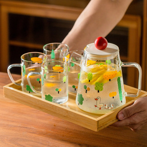 Cute Duck Design Cold Water Kettle Heatproof Borosilicate Glass Tea Pot and Cups Glass Water Pitcher with Lid - Product Image 1