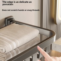 Porte-serviettes en alliage d'aluminium avec panier fileté, fixation à quatre ventouses, sans perçage, double pliage, pour serviettes de bain et rangement de produits de toilette