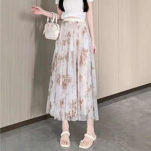 New Style 2026 Summer Dress Korean <strong>Chiffon</strong> <strong>Skirts</strong> Flower Print <strong>Skirt</strong> - Product Image 3