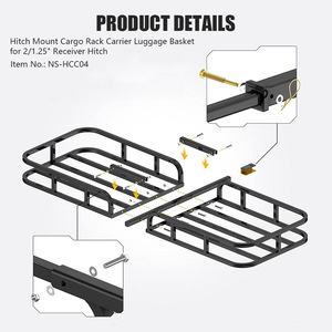 Panier de chargement arrière pour voiture, support de fixation pour attelage, en acier, avec garde-corps, revêtement poudré, compatible avec récepteur de 2 pouces, pour SUV, pick-up, station-wagon, tout-terrain - Product Image 2