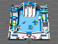 Parc d'attractions New Leap Space Underwater World, château gonflable blanc avec toboggan combiné, parcours d'obstacles Yuedong