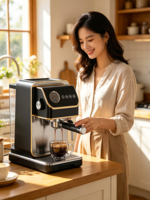 Cafetera Espresso Anbolife de 20 Bares y 1400W con Termobloque NTC, Pantalla Digital de Temperatura, Vaporizador y Tanque de Agua de 1.2L, OEM ODM