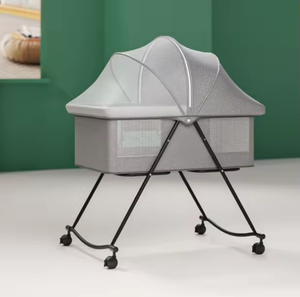 Custom Logo Available Soft Edge <strong>Rounded</strong> Corner Sleeping Swing Cradle Baby <strong>Crib</strong> with Mosquito Net - Product Image 4