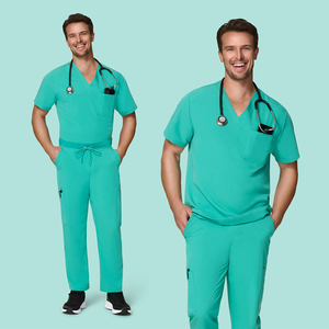 Costumes médicaux extensibles d'hôpital infirmier de style de col en V en gros Ensembles d'uniformes chirurgicaux de taille haute de mode pour hommes - Product Image 4
