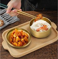 304 métal Kimchi bol cuisine Restaurant Double paroi nouilles soupe bols isolé coréen en acier inoxydable bol de riz avec couvercle