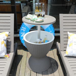 Lusso 8 galloni 3-in-1 patio bar mobili rattan design secchiello per il ghiaccio <span class=keywords><strong>led</strong></span> - Product Image 1