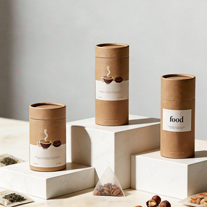 Emballage alimentaire et pour boissons <span class=keywords><strong>de</strong></span> haute qualité, écologique, avec logo personnalisé, en gros, avec couvercle, tube en papier kraft pour thé, café en grains - Product Image 1