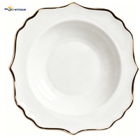 Lot de 56/96 pièces de vaisselle de luxe en porcelaine fine avec bord doré, style européen, compatible lave-vaisselle et micro-ondes, pour usage domestique, hôtelier et en restauration