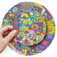 50 autocollants en PVC imperméables en gros, motif Alien Universe original, pour skateboard, moto, guitare, décoration