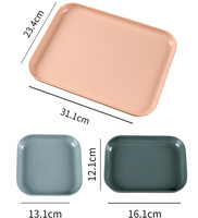 Ensemble de plateaux en mélamine rectangulaires de couleur unie nordique en gros 10 plateaux de service en plastique minimum pour hôtels et restaurants