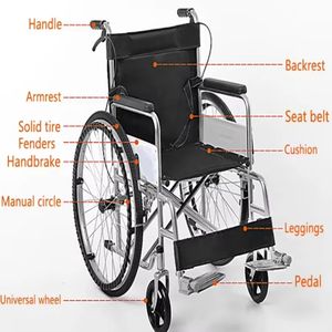 Prix d'usine vente chaude de l'équipement de réadaptation des patients roue intégrée 24 fauteuil roulant manuel de voyage pliant - Product Image 5