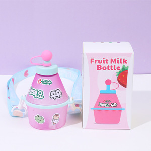 Korean Style Fruit Milk Cup With Straw And Strap Small Tapered Type For Kids Outdoor Use - Product Image 4