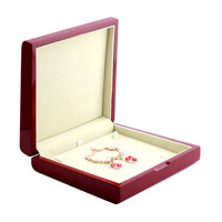 Boîte à bijoux en bois massif laqué bordeaux brillant sur mesure, boîte cadeau de luxe en bois pour bijoux avec doublure en velours