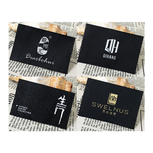 Factory Price Woven Damask Satin Brand Tags Custom Logo Tag Etiquette Personalise Vetement Woven Label for Clothes