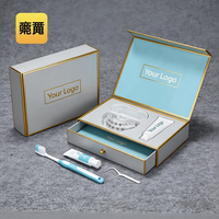 Boîtes magnétiques de luxe noires personnalisées de qualité clinique, kit d'aligneur Heaven and Earth Cover avec plateau amovible et accessoires de soins bucco-dentaires