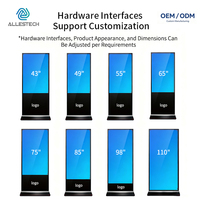 Pantalla LCD de Señalización Digital para Interiores ALLESTECH de 65 Pulgadas, con Sistema CMS Remoto para Vestíbulo de Hotel o Fábrica