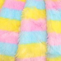 Tissu peluche à poils longs, teinture par nœuds, couleur changeante, véritable