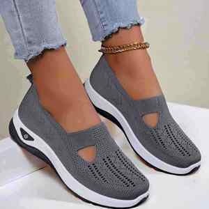 <b>Soft</b> Sole Knitted Breathable Comfort Flat Korean Style Lace-up Adjustable Strap Anti-Slippery Casual Sports <b>Shoes</b> Women Summer - Product Image 3