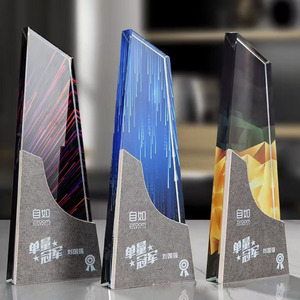 Premio de Cristal de Nuevo Diseño DT Spot Goods - Trofeo de Cristal Creativo con Forma de Ola y Base Gris - Regalo Empresarial Personalizable al por Mayor - Product Image 5