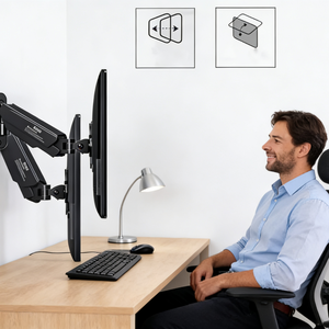 <span class=keywords><strong>Support</strong></span> mural pour <span class=keywords><strong>double</strong></span> moniteur Zeno 17-35 <span class=keywords><strong>pouces</strong></span>, <span class=keywords><strong>support</strong></span> de moniteur <span class=keywords><strong>double</strong></span> robuste avec rotation, M520 - Product Image 1