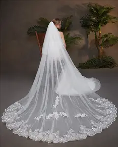 2021 nuovo abito da sposa a doppio strato con paillettes luccicante pizzo rosso diamante velo da sposa con pettine lungo - Product Image 1