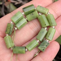 Perles d'espacement en pierre d'apatite verte canadienne naturelle, forme cylindrique à facettes, semi-précieuses, 19 cm, pour la fabrication de bijoux DIY