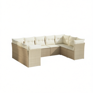 Conjunto de Sofás de Jardín de Ratán Beige, Muebles de Exterior de Diseño Contemporáneo, Cojines de Espuma de Alta Densidad, Ratán de PE Resistente a los Rayos UV - Product Image 1