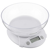 Timbangan Dapur LCD Transparan dengan Wadah yang Dapat Dilepas, Tombol Satu Sentuhan, Unit Tara, untuk Memasak, Membuat Kue, Bahan Cair dan Bubuk