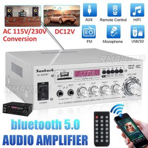 เครื่องขยายเสียงสีขาว 2000W 2.0 แชนแนล สำหรับโฮมเธียเตอร์ รองรับไฟ DC 12V 110V/220V พร้อม EQ FM SD USB ช่องต่อไมค์ 2 ช่อง บลูทูธ 5.0 - Product Image 1