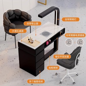 Modern <b>Simple</b> Black Wooden/Marble Manicure Table and Chair Set Luxury Black Single Seater Beauty Salon Nail Table <b>Desk</b> for Sale - Product Image 3