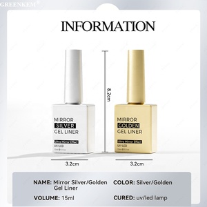 Paquete de 2 Geles Metálicos para <span class=keywords><strong>Uñas</strong></span> con Efecto Espejo, Delineador Profesional con Efecto de Hilo Dorado y Plateado - Product Image 4