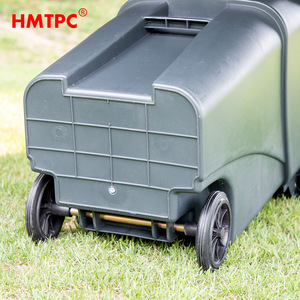 Poubelle extérieure HMTPC 12L Plus avec roulettes, bac de rangement rectangulaire gris pour l'assainissement des rues - Product Image 3