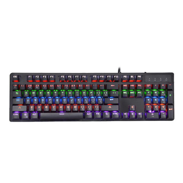 Color Rainbow RGB MOQ 50 PCS Universal Blue Switches Russian Wired Mechanical Keyboard for Desktop Computers and Laptops