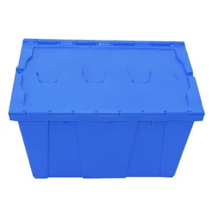 Caja móvil industrial de alta calidad, caja de almacenamiento de plástico de alta capacidad con tapa, caja de rotación del fabricante para embalaje