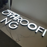 Enseigne de magasin 3D LED en aluminium et acrylique, éclairée par l'avant, imperméable, extérieure, taille et forme personnalisables