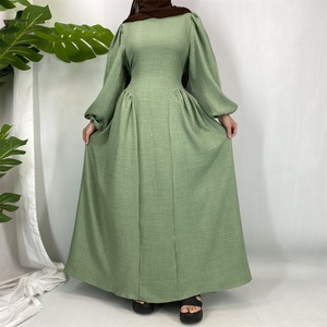 2025 New Arrival Modest Muslim Maxi <b>Dress</b> Pockets Side Pleated Design Elegant Loose Fit <b>Long</b> Sleeve Lightweight Breathable - Product Image 5
