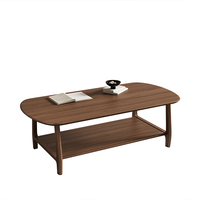 Table basse moderne en bois massif durable avec étagère de rangement inférieure pour livres et ordinateurs portables, meubles de salon