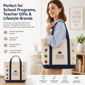 SHINY 2026 Heavy Duty Eco-friendly Cotton Canvas Embroidery <strong>Teacher</strong> <strong>Tote</strong> <strong>Bag</strong> Rope Long Custom Logo Multi Patch School Gift - Product Image 2
