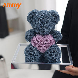 AM-PFE37A Ammy préservé Rose ours en peluche pantoufles petit ours en peluche acrylique amour coffrets cadeaux pour présent Ours rose éternel - Product Image 3