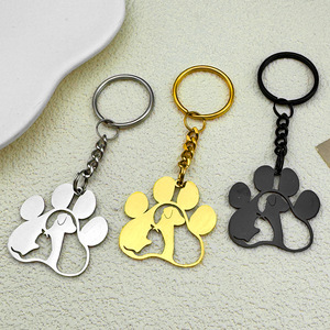 Customized Logo Cartoon Cute Keychain Pendant Corgi cat Paw Dog Paw Stainless Steel Key Chain