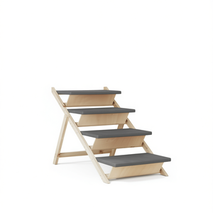 Escaleras para Perros de Madera de Abeto Sólido, 41.3"x18.5", Gris, Duraderas, para Uso en Interiores, Diseño Minimalista - Product Image 1